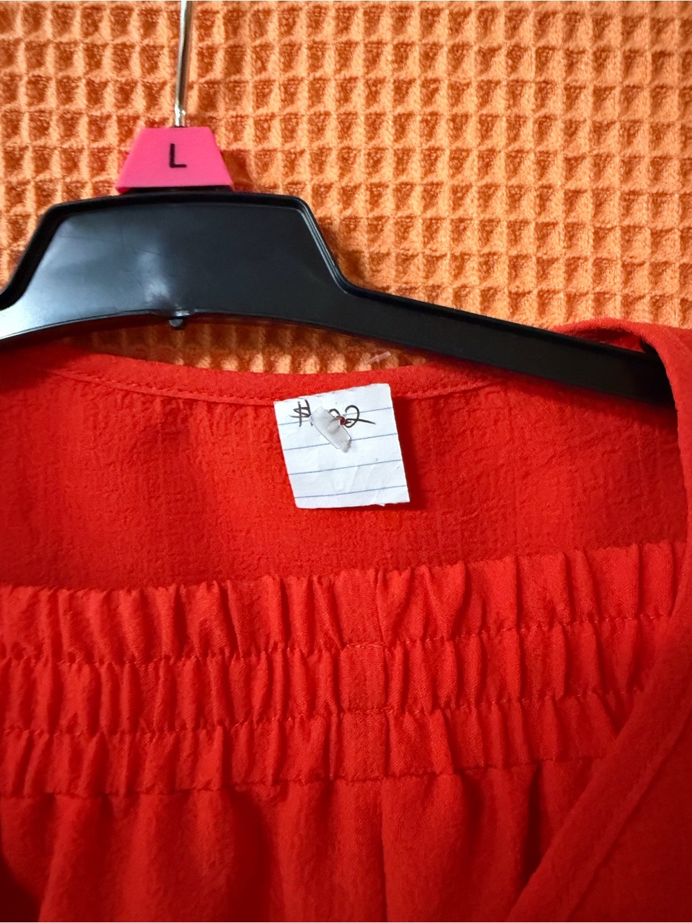 Coral Blouse and shorts with Shirred Detail